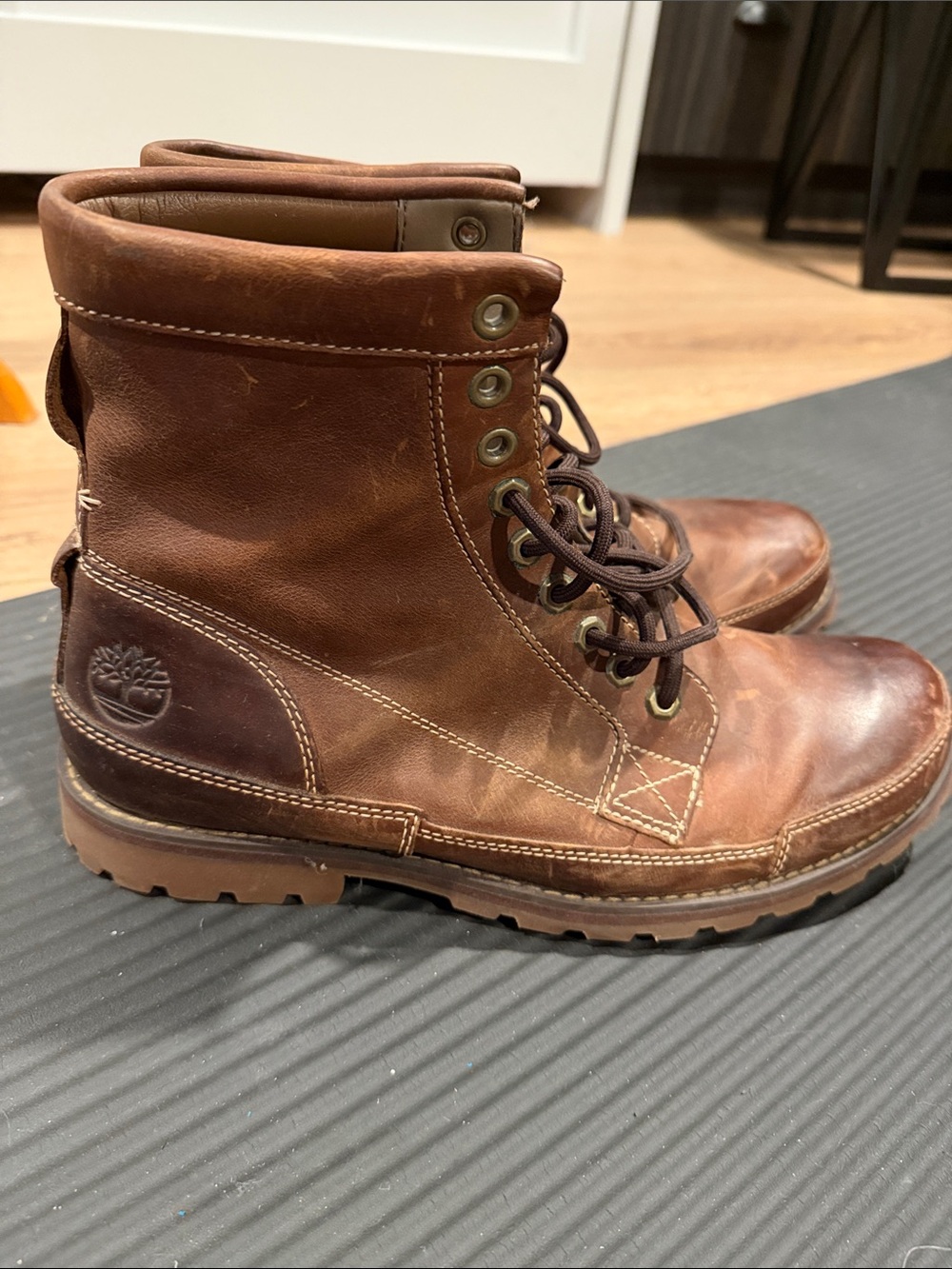 Men's Timberland Brown Leather Casual Boots - Comfortable Lace-Up